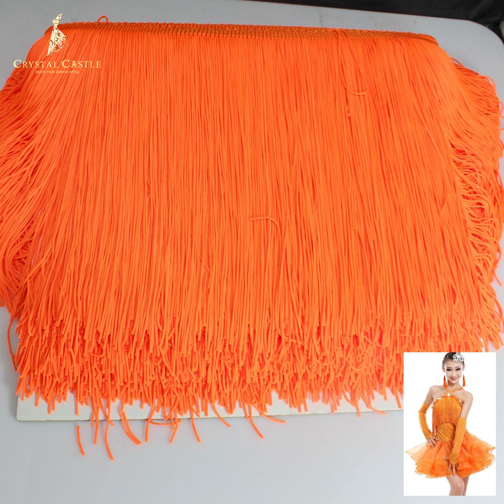 Crystal kasteel 20 cm oranje zachte gordijn polyamide fringe trim latin kleding kant accessoires bikini franje tassel voor jurken