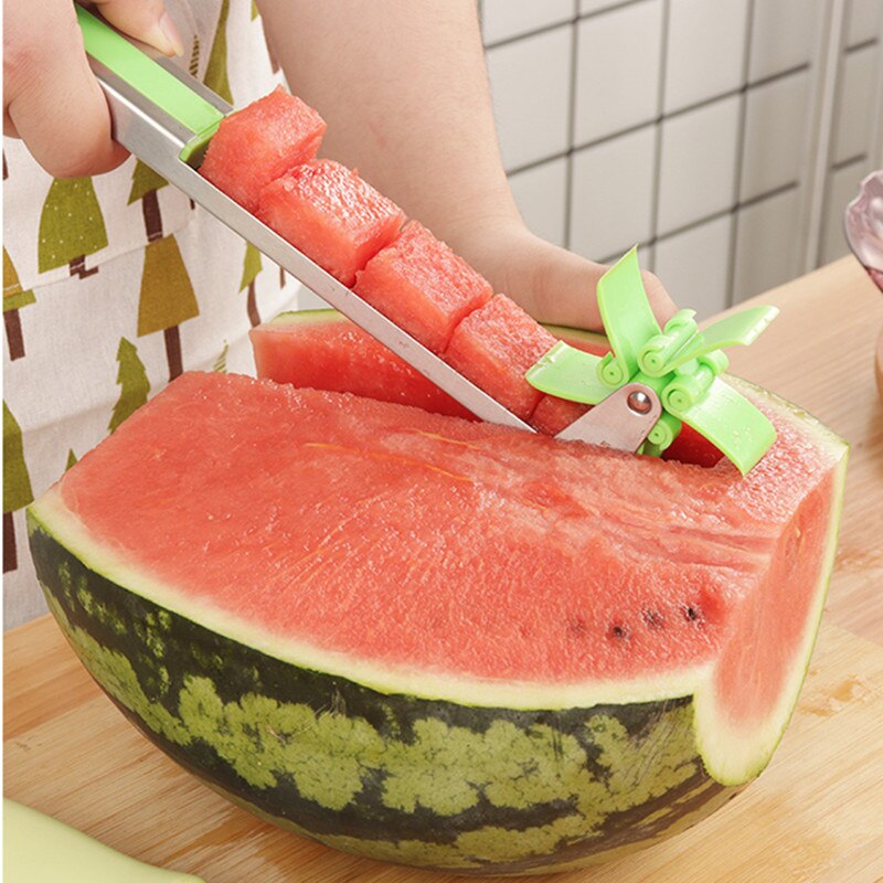 Watermeloen Windmolen Cutter Slicer Originele Auto Rvs Meloen Cuber Mes Fun Fruit Groente Salade Snel Cut Tool
