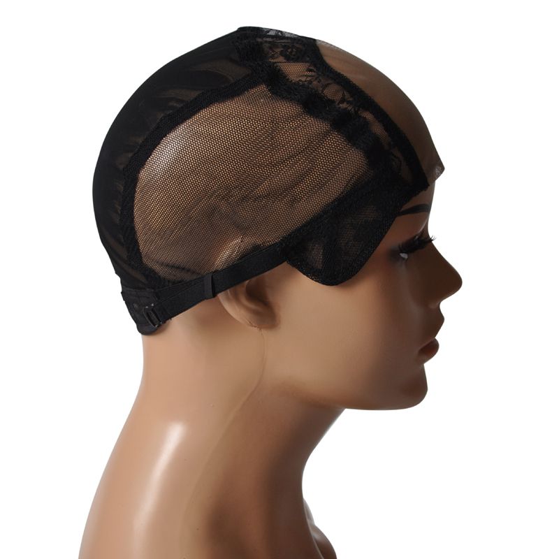 Gorro de peluca con malla de encaje suizo, malla para hacer peluca con correas ajustables, parte en U, 4x4 pulgadas
