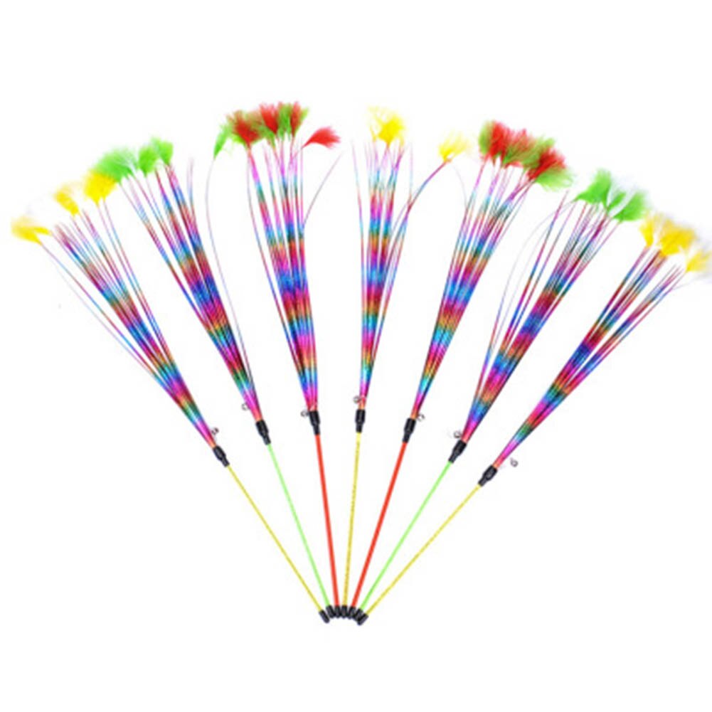 Juguete de plumas para gatos, para gatos juguetes con varita, juguetes con cascabel Catcher Teaser, ejercicio divertido para gatito BDF99