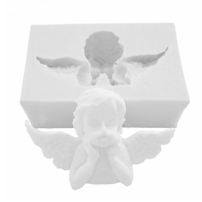 3d tegneserie engle form silikone fondant forsyninger håndlavet gips form gør-det-selv kage dekoration tilbehør værktøjer bageform: Lysegrå