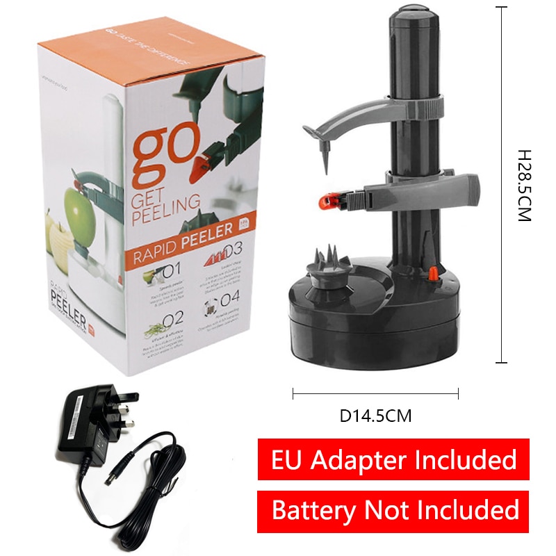Automatische Elektrische Kartoffel Schäler Multifunktions Obst Gemüse Schäler Peeling Cutter Kochen Werkzeug Küche Spielereien Zubehör: Schwarz UK Adapter