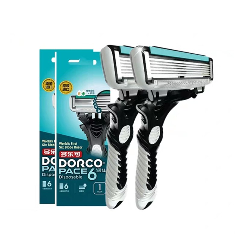 Veiligheid Scheren Scheermesje Voor Mannen 6 Lagen Rvs Scheren Scheermessen Mannen Handleiding Scheren Trimmer Rechte Ontharing: 2pcs