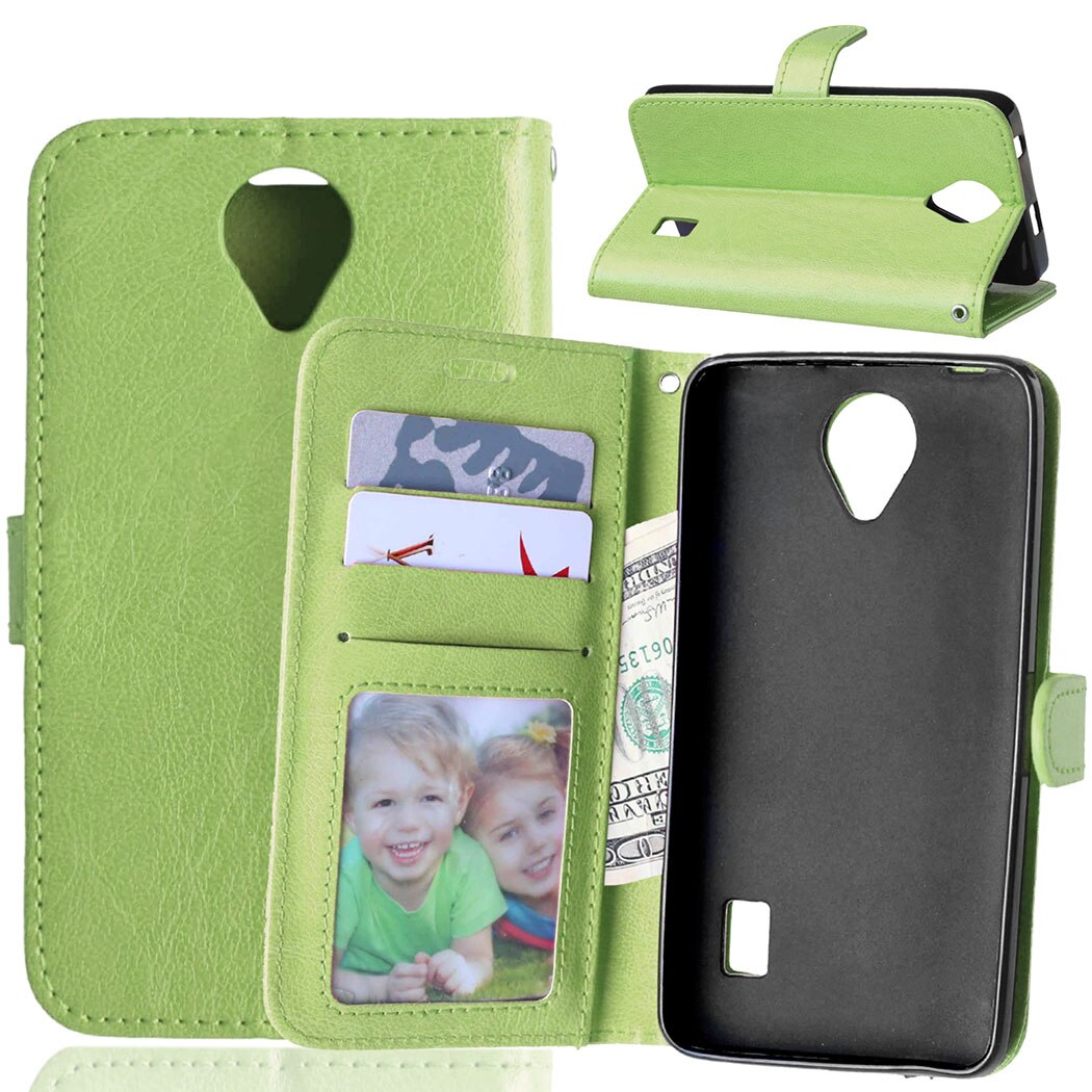 for Huawei Ascend Y635 Case Luxury Flip Wallet Leather Coque for Huawei Y 635 Cover Ascend Y635 Stand Phone Case with Card Slot: Green