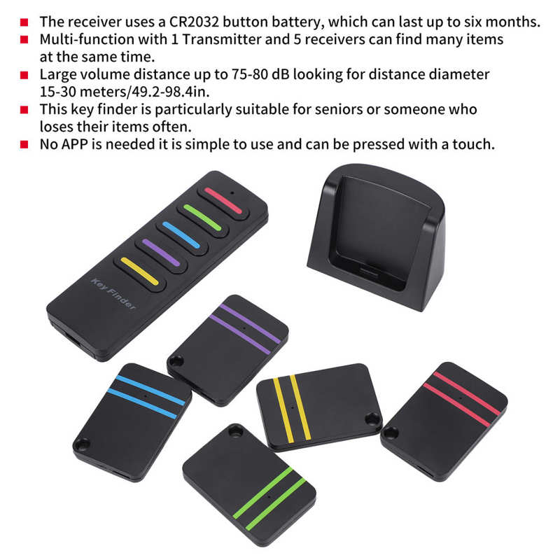 5 In 1 Wireless Key Finder Remote Locator Lost Receiver Alarm Finder for Wallet Key gps key finder