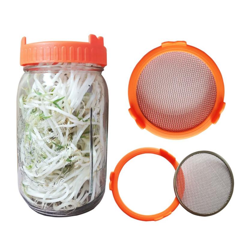 Mason Jar Sprouting Lid Wide Mouth Plastic Mason Cup Large Mason Bottle Type Stainless Steel Split Sprouting Lid Germination Lid