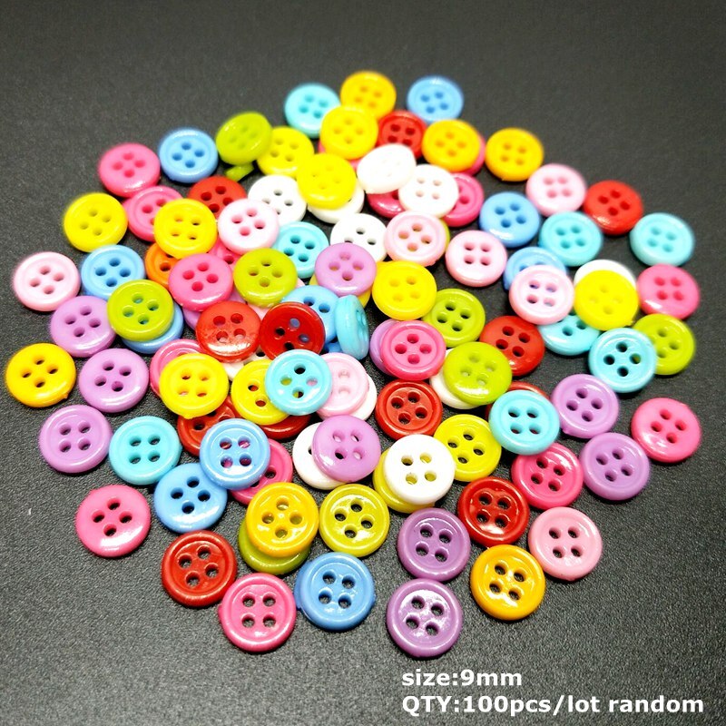 HL 20-100 STUKS Multi Maten Ronde Knoppen Mini Tiny Naaien Gereedschap Scrapbooking Knop Decoratieve Kleding Kleding Accessoires DIY: 9mm 100pcs