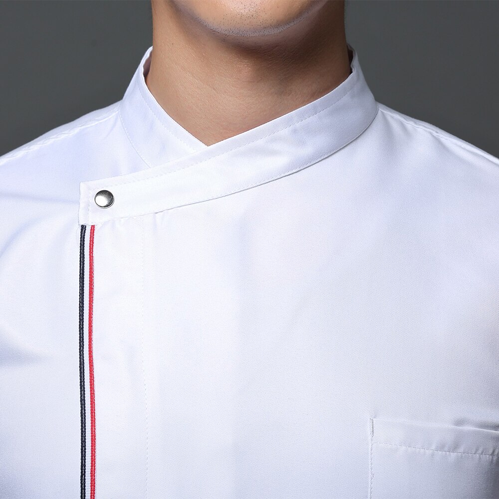 Hoog ademende unisex casual koksjas met verborgen gesp, keuken, catering, restaurant, service, werkuniform