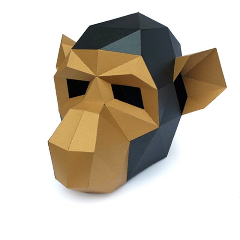 Mascarilla de papel moldeado de Origami, máscara facial completa hecha a mano, creativa, divertida, para fiestas de baile, accesorios de cámara, Juguetes: ZMM03