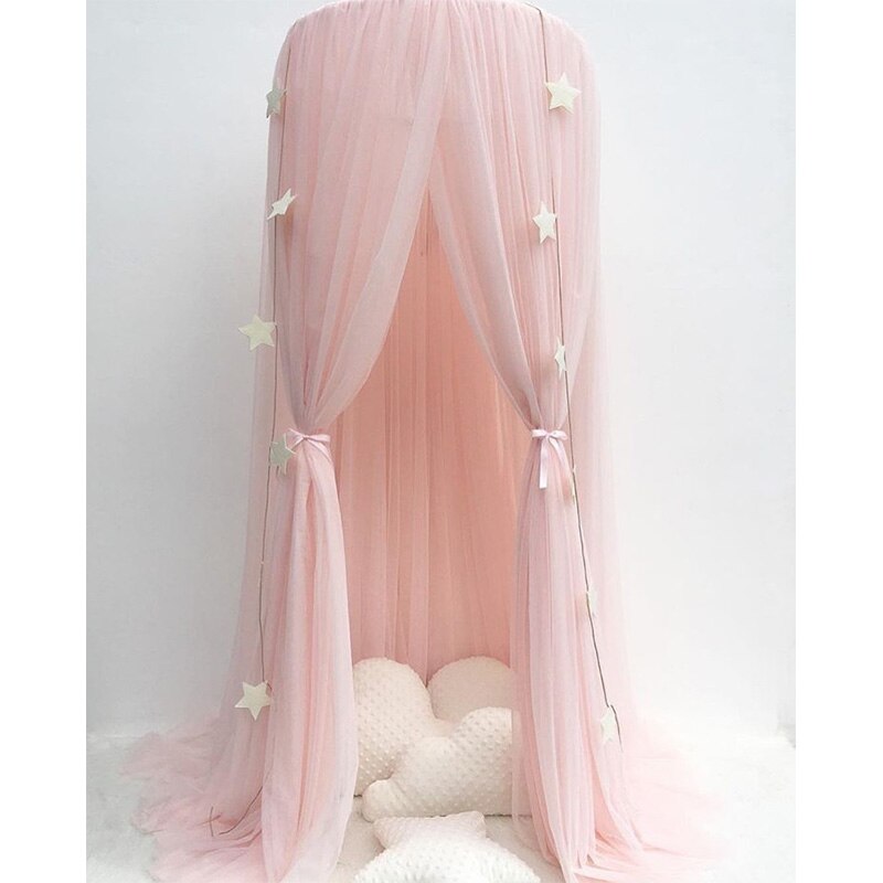 Baby Bed Crib Netting Room Decoration for Wedding or Gaming Party Mosquito Net Hanging Play Tent Baby Infant Canopy: Pink
