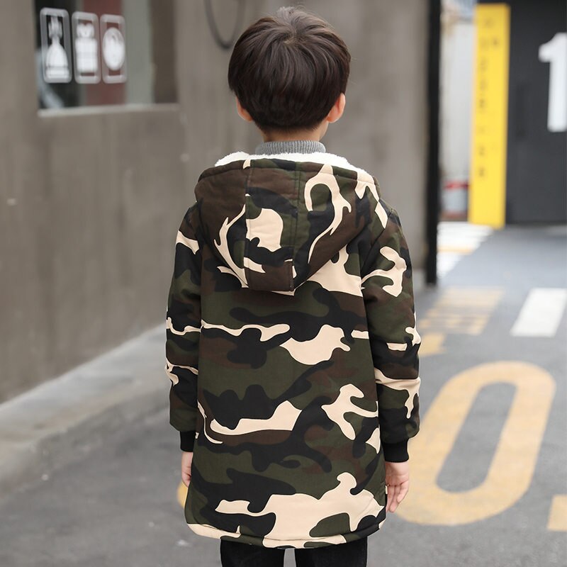 Manteau de Camouflage russe pour enfants, veste chaude à capuche épaisse à la: vert militaire / 5