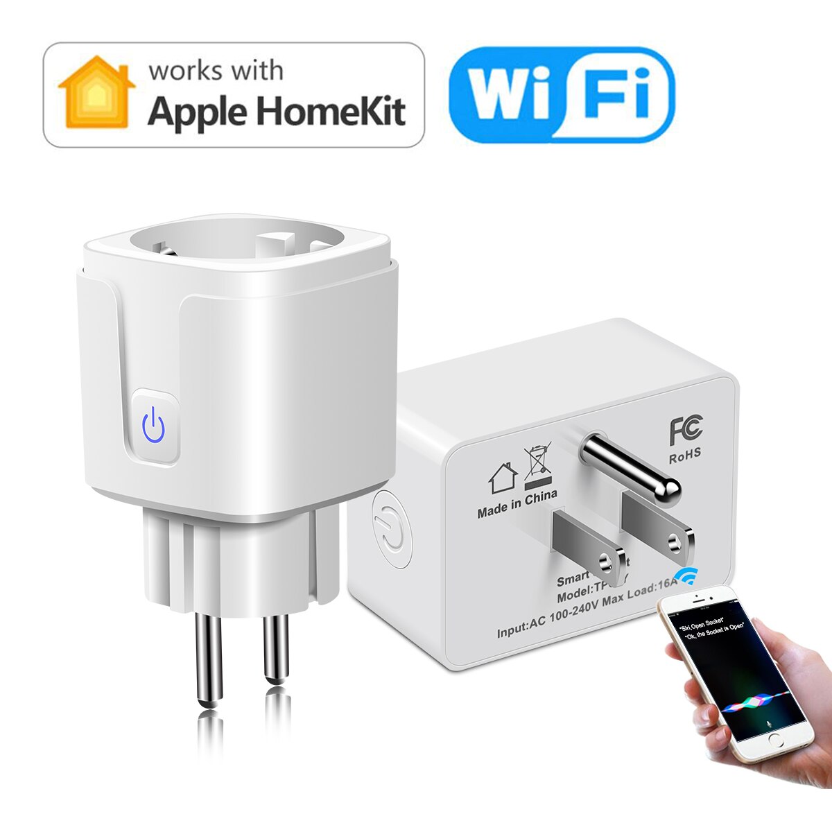 Homekit siri röststyrning smart uttag trådlöst wifi us eu-kontakt vägguttag för ios apple homekit app diy smart hem / hus / liv