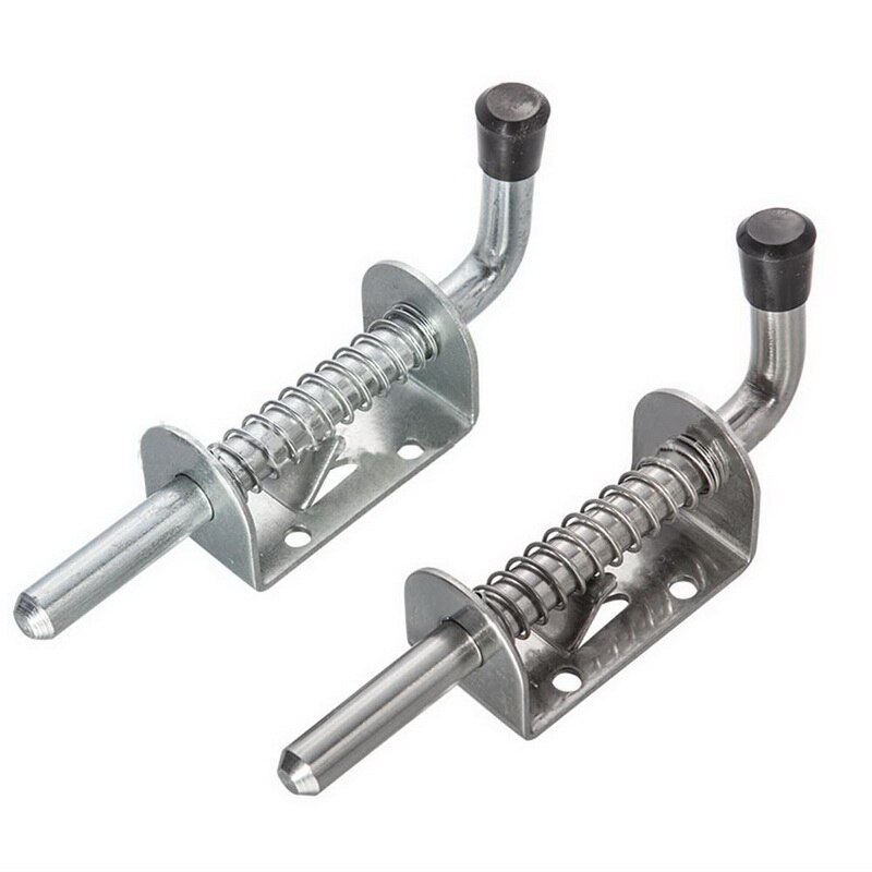 Hoomall 1PC Latch Loaded Metal Security Barrel Bolt Latch 128mm*32mm Silver Tone Spring Latches Door Cabinet Hinges Hardware