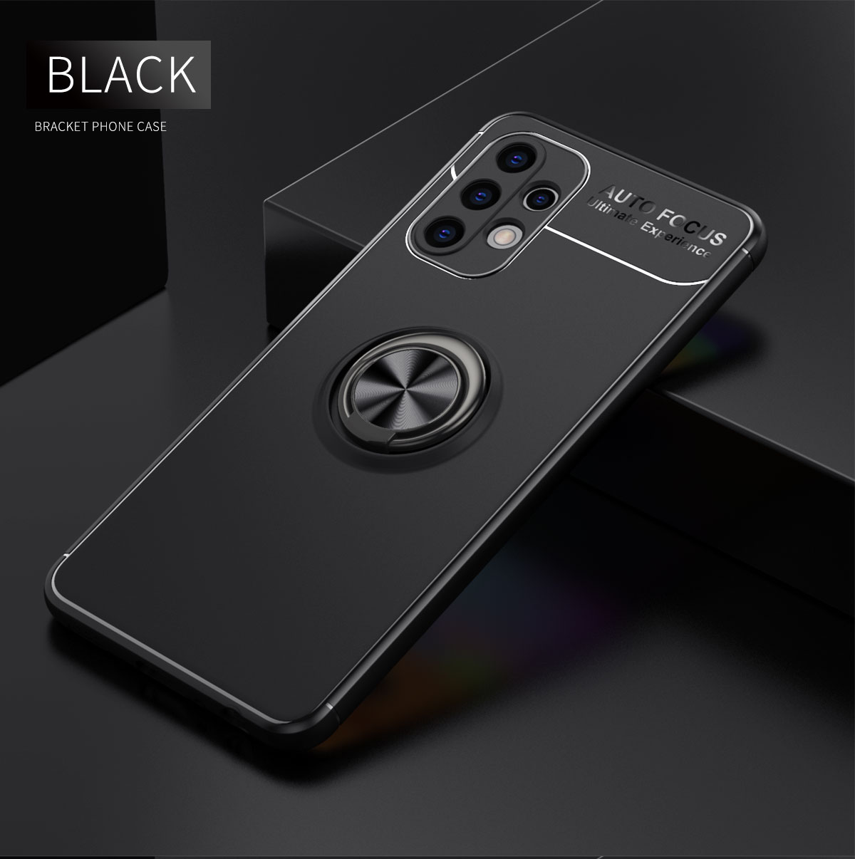 Skrzynka dla Galaxy A32 5G SM-A326B palec metalowy pierścień uchwyt miękka TPU odporna na wstrząsy pokrywa dla Samsung Galaxy A32 4G SM-A325F: for Galaxy A32 5G / Black