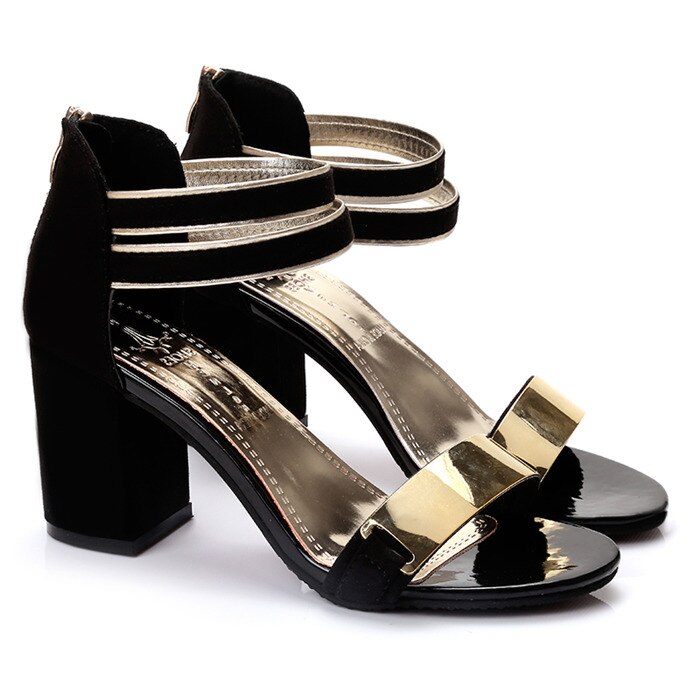 Ladies Ankle-Wrap Shoes Summer Gladiator Sandals Women Square heel Sandals Party Wedding Shoes Bling Bling Ladies Sandals