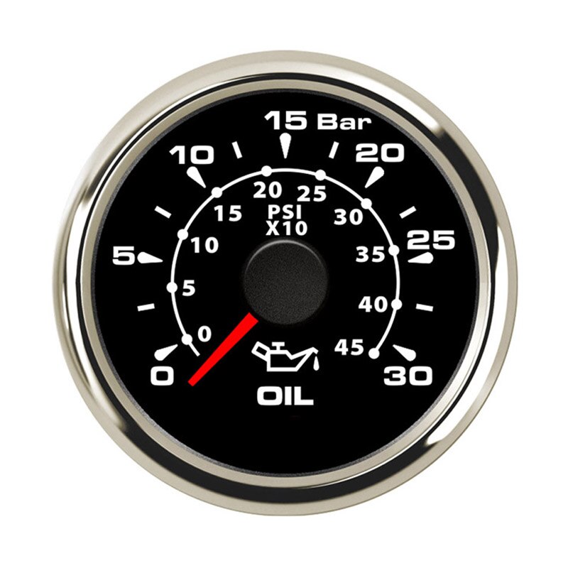 8-kleur backlight Auto Marine Olie Manometers 0-30Bar Oliedrukmeter Meter 52mm 9-32V voor Auto Boot olie druk gauge: BS