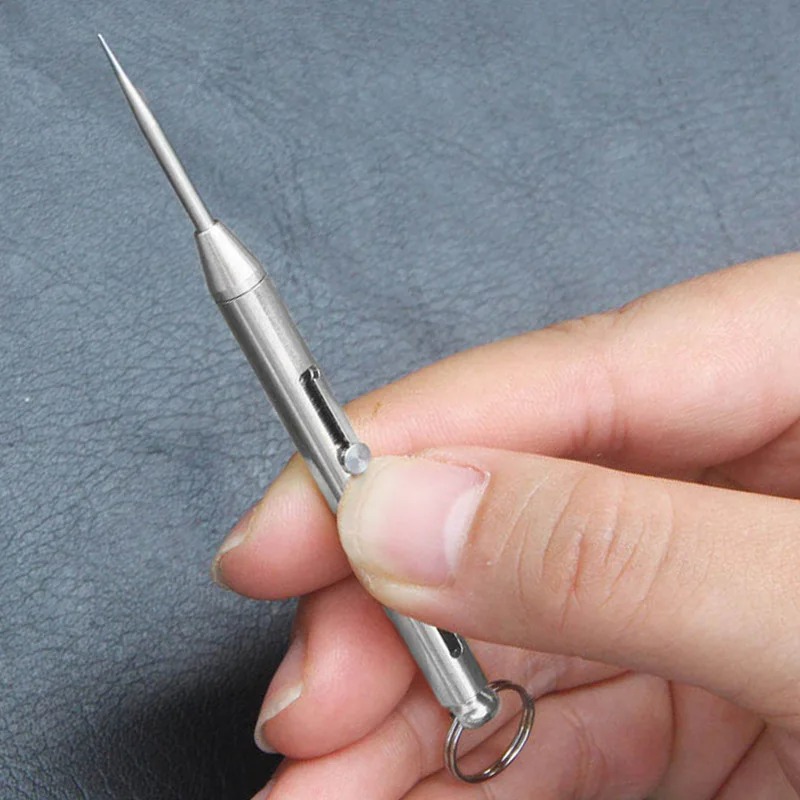 camping titanlegering trykk-dra fjær tannpirker med tannpirkerholder nøkkelring ultralett multifunksjonell fruktgaffel