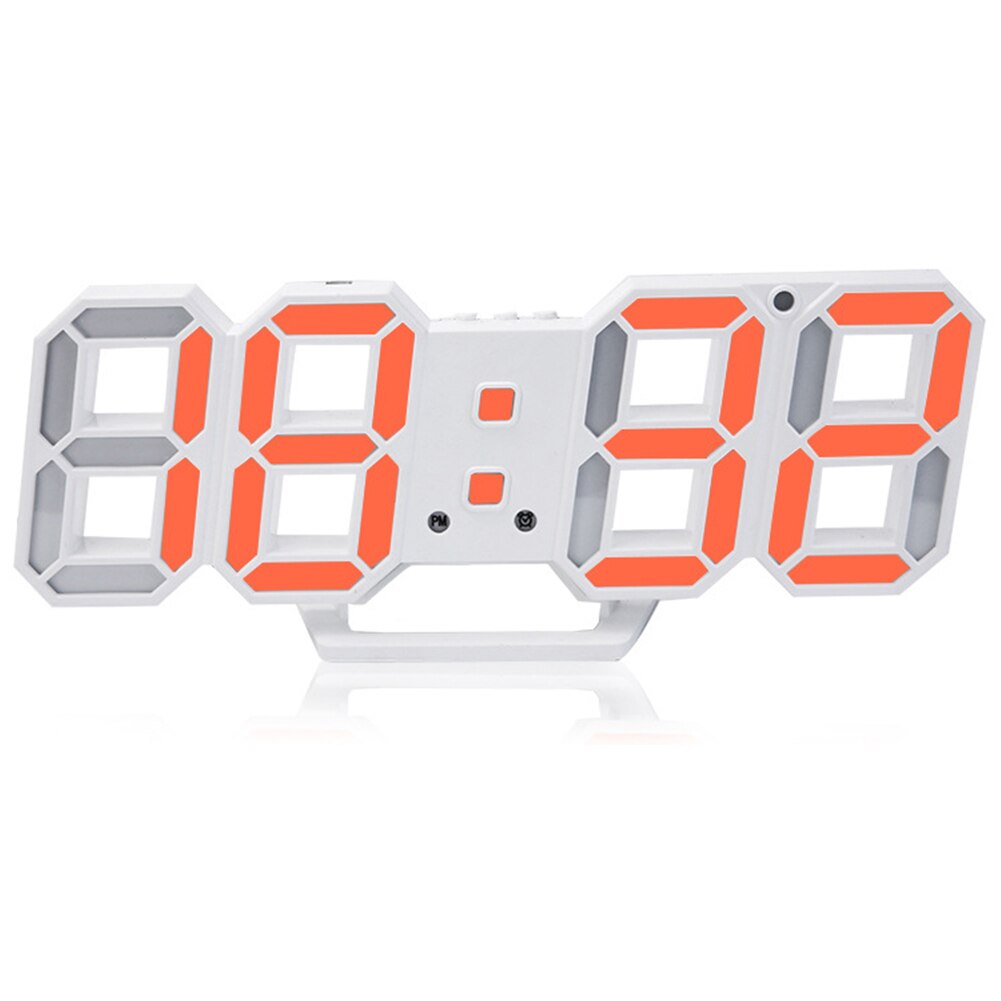 Digital Clock Alarm Led Electronic Home Night Light Modern Decoration Display Wall 3D Desk: orange