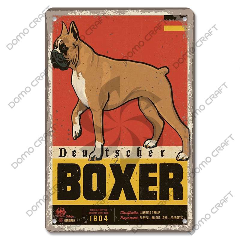 Póster de perros bonitos, carteles de Metal de estaño, placa de Metal Vintage Bulldog Dachshund, decoración artística de pared para cafetería, cocina, jardín y hogar