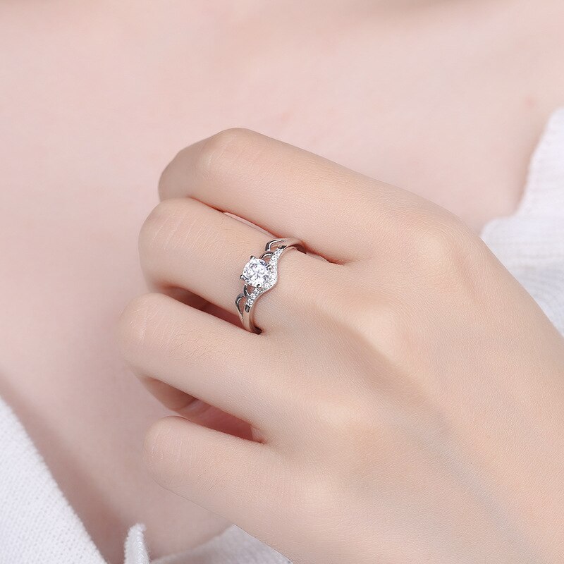 Silver rings for women Ornaments Partner Adjustable size bague Engagement set shows luxury again