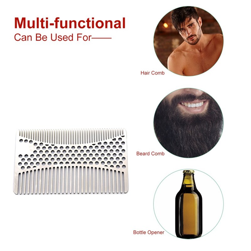 Abvp Rvs Snor Kam Baard Kam Voor Heren Scheren Male's Snor Pocket Brush Facial Haar Borstel Flesopener