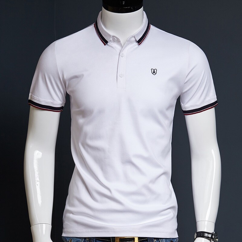 Polo Short Sleeve Polo Shirt Mens White Cotton Polos Clothing Summer Casual Tops: M