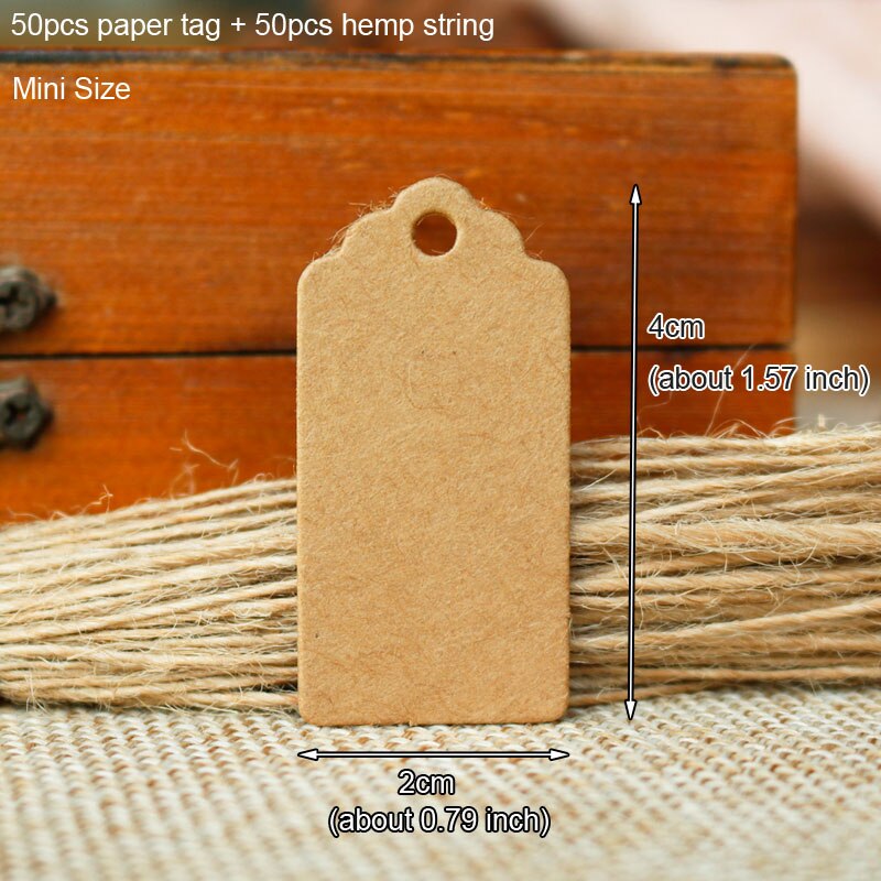 Mini étiquettes en papier Kraft 2x4cm, étiquette vierge pour boîte, emballage de sacs en papier, décoration, bricolage, tissu artisanal, étiquette à coudre, 50 pièces: Default Title