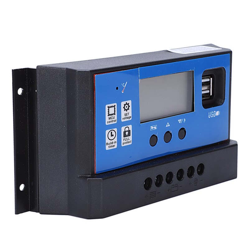 Solar Lader En Ontlader Controller 12V 24V Auto Lcd Display Pv Batterij Regulator Met Dual Usb 5V(40A)