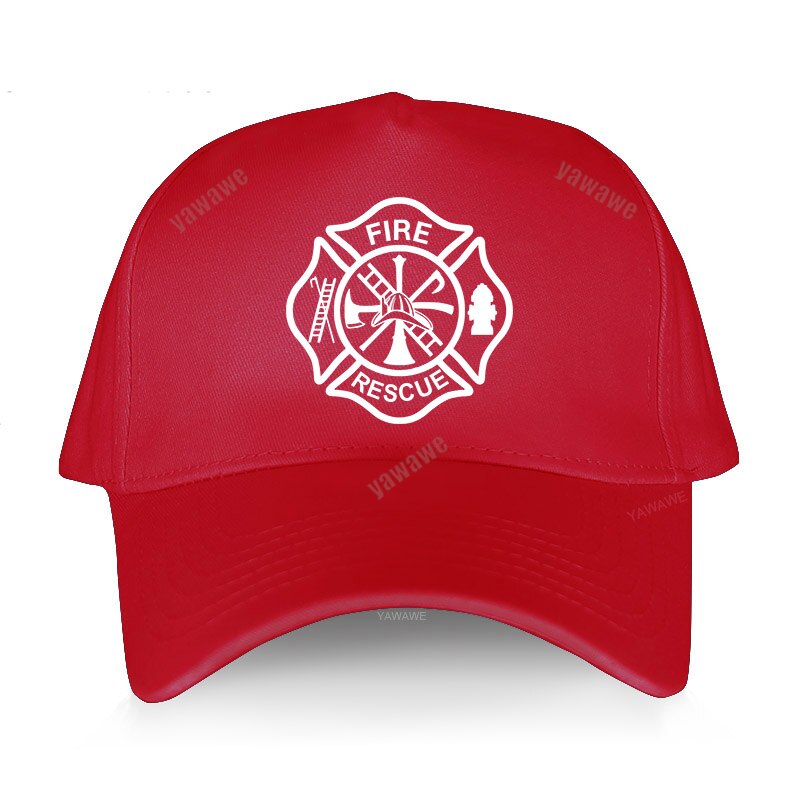 Fire Rescue Firefighter Baseball Caps Adjustable Caps Unisex Cool Fireman Hats: red