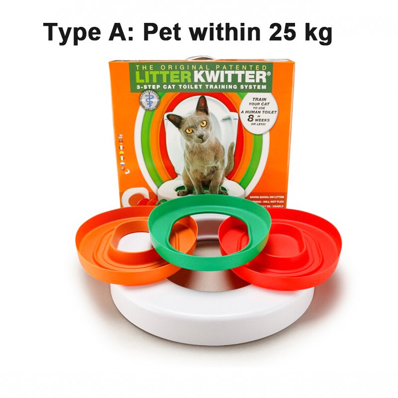 Kæledyr kattetræning toiletsæde kæledyr plast kattebakke bakke træner ren killing raske katte mennesketoilet kattemåtte: Typea pet under 25kg