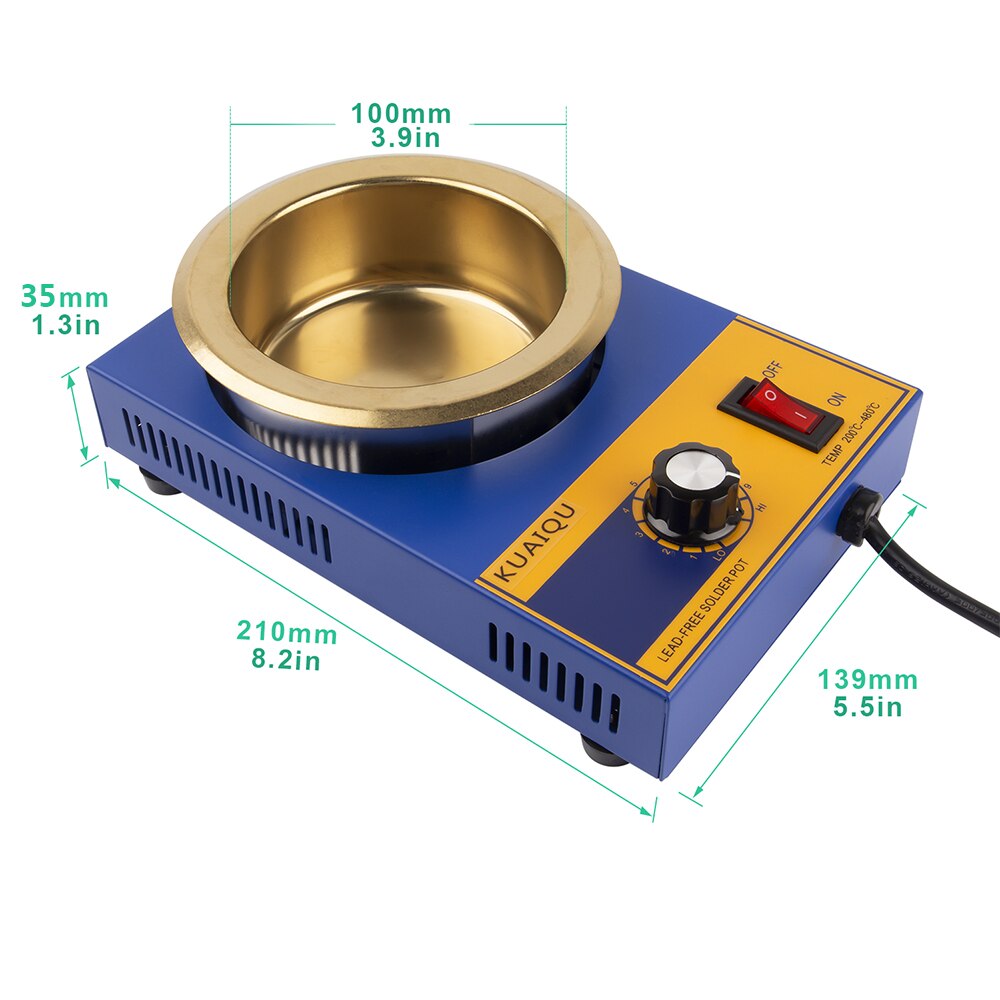 Olla de soldadura de 200W y 300W, horno de fusión de estaño, Termorregulación de 200 ~ 480 grados centígrados, baño de soldadura, 100-36mm, 220V, enchufe europeo: 300W