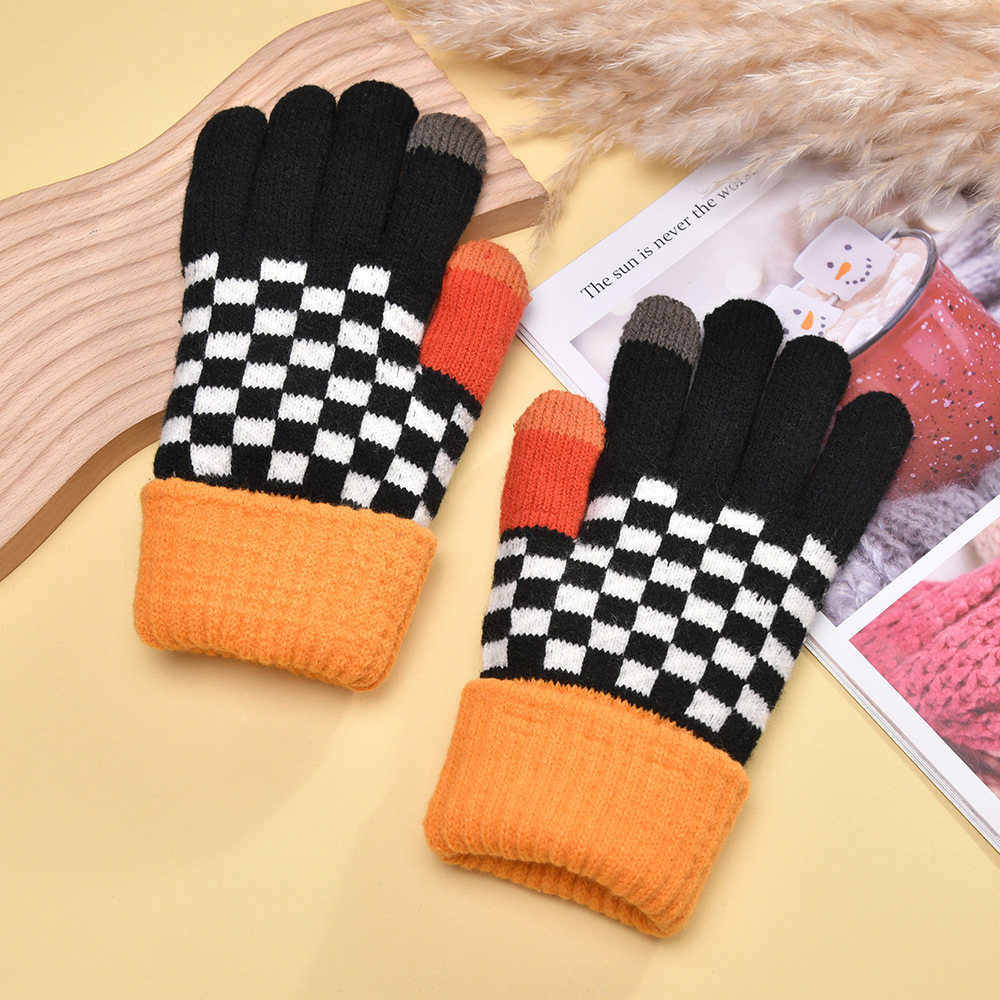 Frauen Herbst Winter Handschuhe Warme Hand Schutz Touchscreen Spleißen Dicke Handschuhe Einfarbig Einfache Lustige: Schwarz