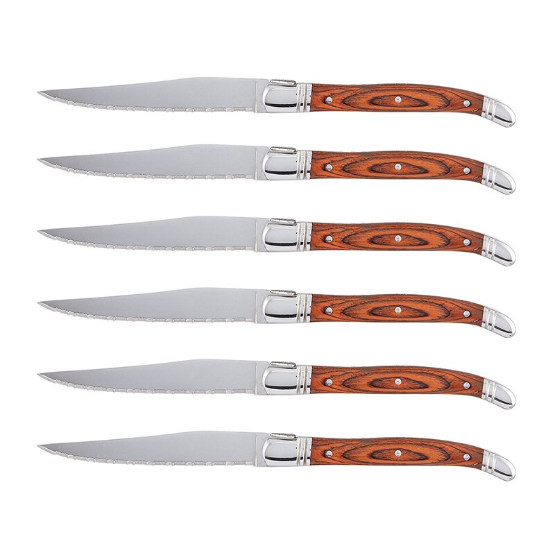 Laguiole stil rostfritt stål stek knivar trä stek knivar middag kniv trä handtag bestick middag kniv restaurang bordskrig