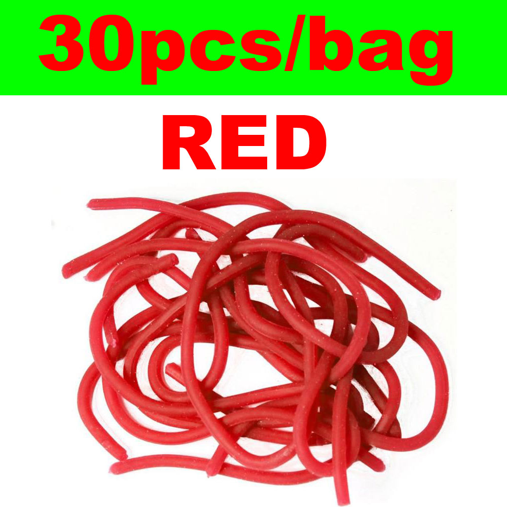30pcs/Pack Squirmy Worms for Knitting Nymphs, Shrimps, Grubs, San Juan Worms Fly Tying Material Fishing Flies: Red