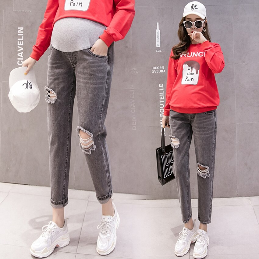 Pantalon en denim pour femmes enceintes, baggy ample, tenue de maternité, collection printemps et automne