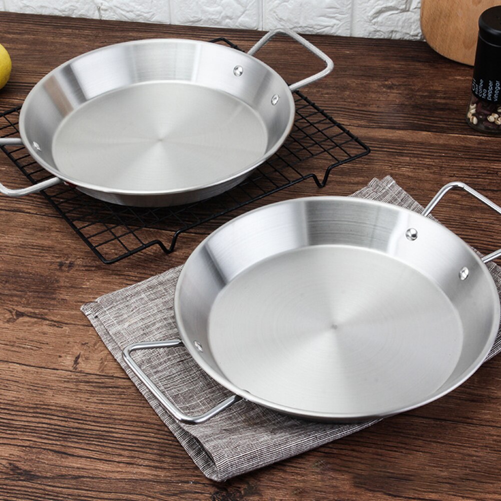 Double Ear Paella Shallow Frying Spaghetti Restaurant Stockpot Seafood Pot Noodles Cooker Cooking Tool Stainless Steel Flat