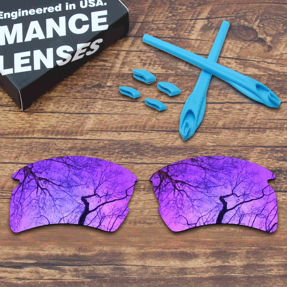 ToughAsNails Polarized Replacement Lenses & Sky Blue Rubber Kit for Oakley Flak 2.0 XL Sunglasses: Purple and Sky Blue