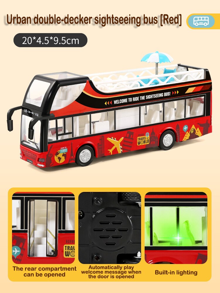 Children&#39;s toy simulation alloy car model double-decker bus bus boy toy sound and light can open the door car decoration: 5 no box