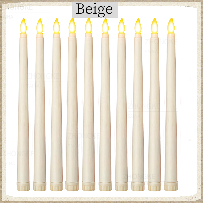 10-300PCS Flameless Taper Candles Wedding Artificial LED Candles Battery Powered Candle Lights Flickering Wedding Home Decor: Warm White / Light Grey