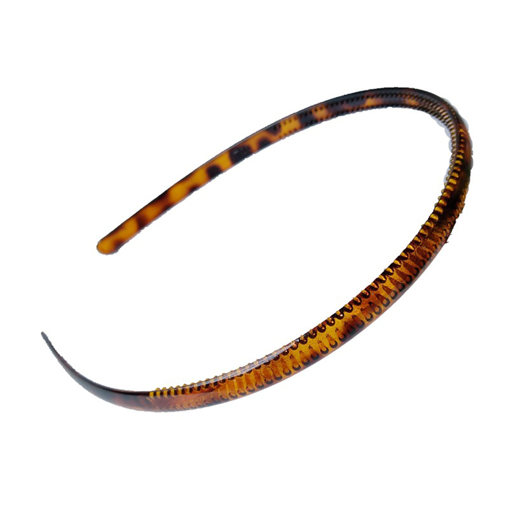 Plastic Leopard Hairband Mens Women Unisex Black Toothed Anti Slip Hair Head Hoop Band Sport Headband Hair Accessories: Brown