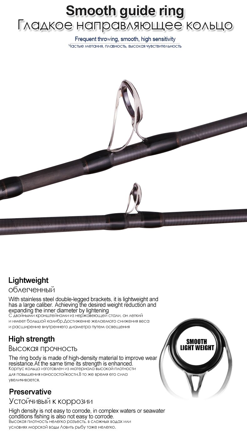 BIGBIGWORLD 1.8m-2.7m Carbon Fishing Rod spinning 3 Section baitcasting Perigee Travel Spinning Casting Lure 5g-40g ML/M/MH