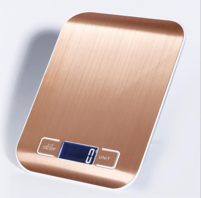 Rechargeable flat stainless steel kitchen scale 5kg baking scale kitchen electronic scale 10kg small table scale gram scale: Auburn / 5Kg