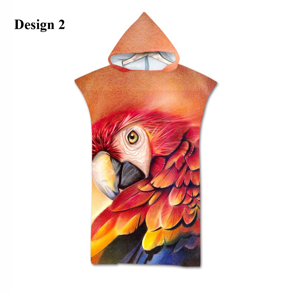 Tropische Bloem Monstera Parrot Toekan Flamingo Aloha Volwassen Kinderen Hooded Handdoek Zwembad Bad Strandlaken Poncho: Design 2