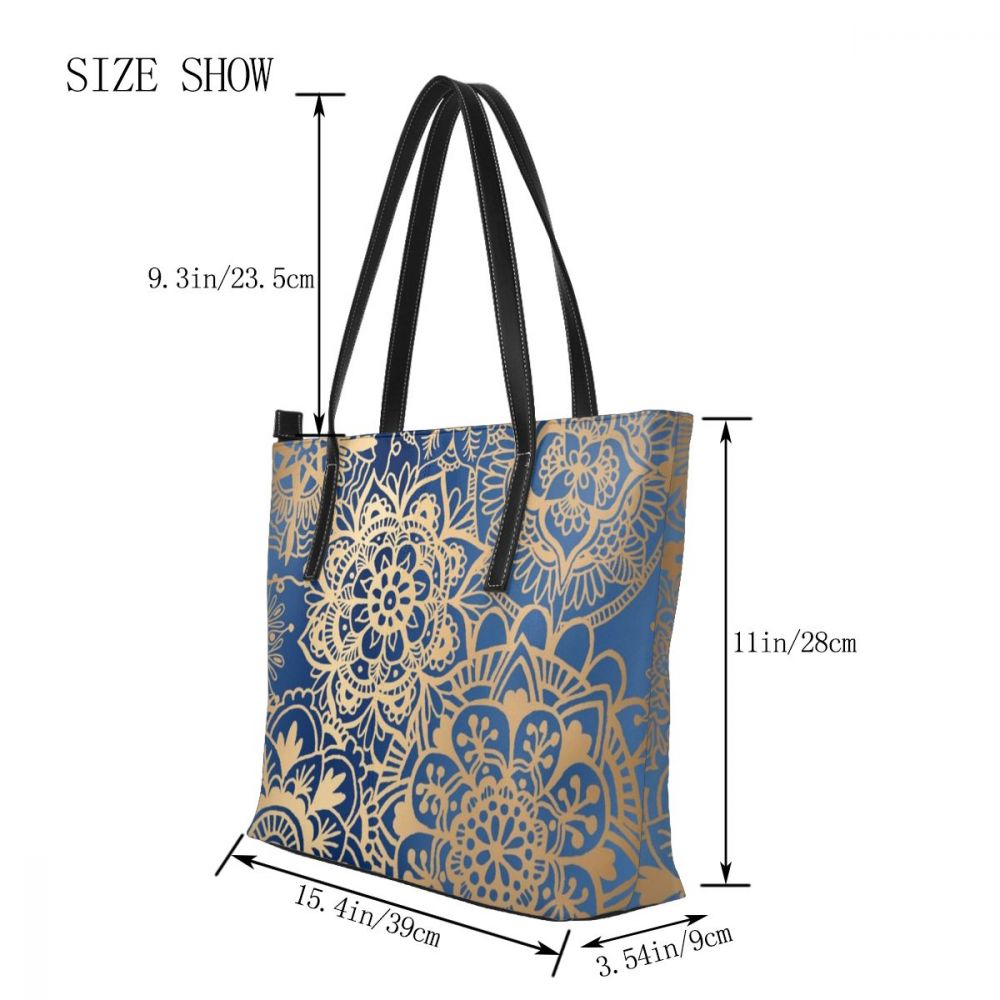 Mandala Handtas Mandala Top-Handvat Tassen Tiener Vrouwen Lederen Draagtas Print University Vrouwen Handtassen