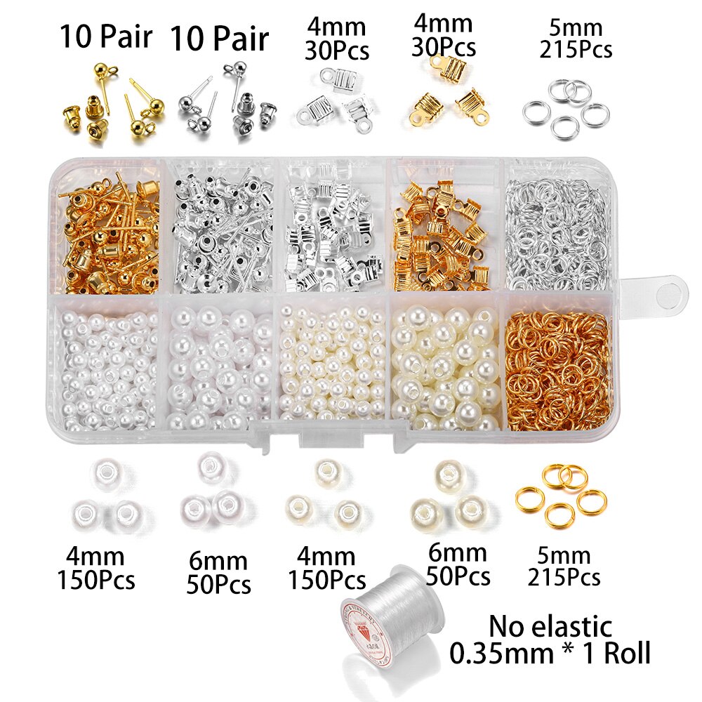 930 stk perle krystal halskæde kæde øreringe krog tilbage wire smykker gør kits diy smykker gør tilbehør leverer sæt: Perle