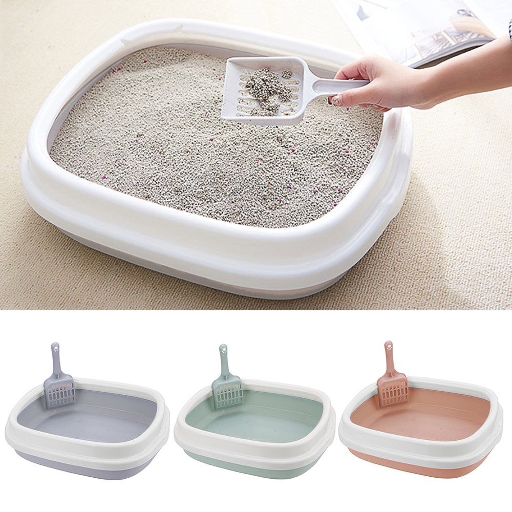 Cat Litter Box Cat Dog Tray with Scoop Pet Toilet Bedpan 1 Set Excrement Training Sand Litter Box Anti-Splash Dog Toilet