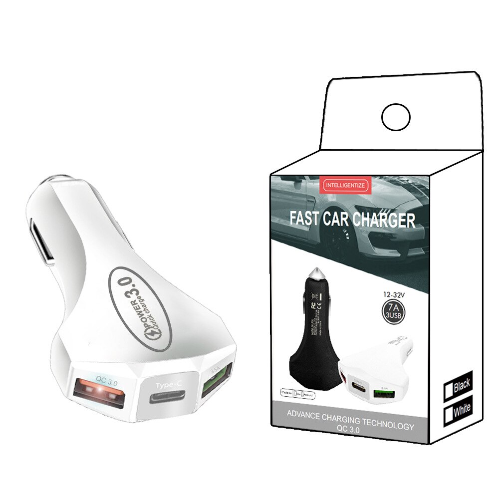 Schnellladegerät 65w 3 in adapter für iphone 13, 12 pro max 1 xiaomi, samsung, autoladegerät: Weiß