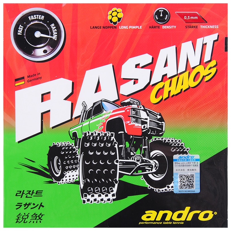 Original Andro Tennis De table en caoutchouc Rasant Chaos longues pips en caoutchouc boeuf Ping-Pong Tenis De Mesa