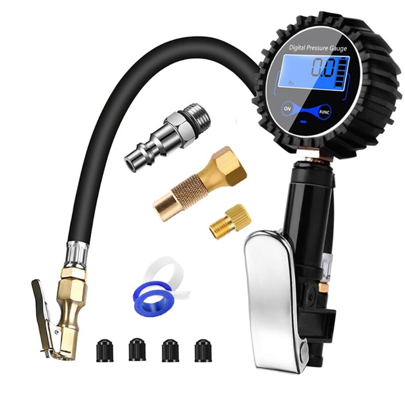 3-in-1 Deflator &amp; Tire Inflator with Pressure Gauge Portable 200PSI Digital Tire Pressure Gauge Air Compressor Accessory: black