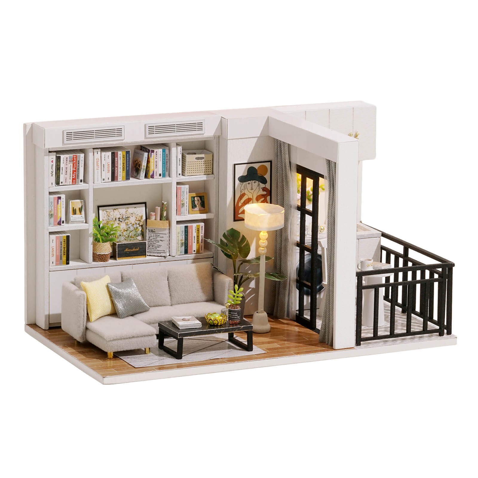 DIY Handcraft Miniature Project Dolls House LED Light Dolls House Living Room